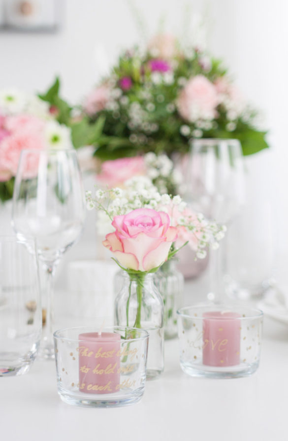 Tischdekoration romantisch - Hochzeit Valentinstag