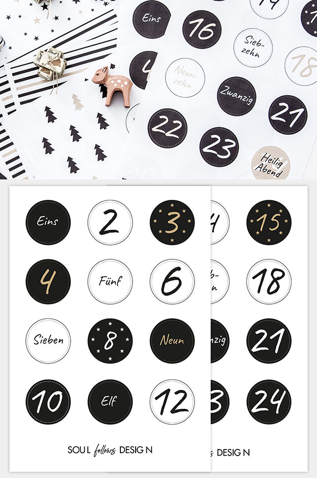 Adventskalender Zahlen kostenloser Download